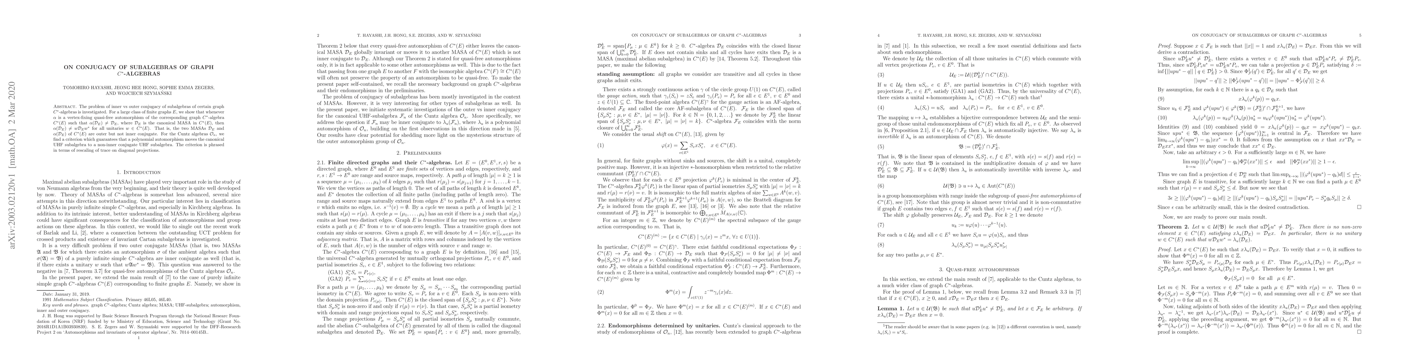 Thumbnail for On Conjugacy of Subalgebras of Graph C*-Algebras