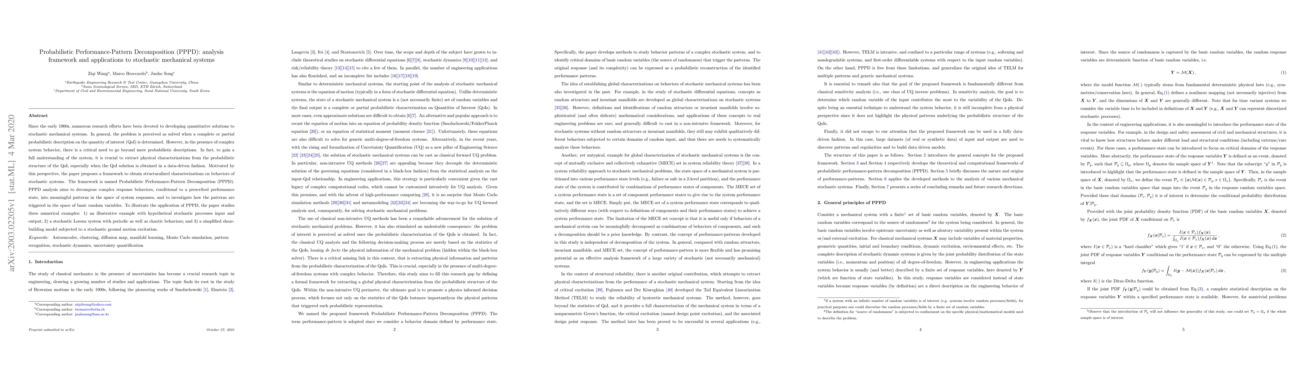 Thumbnail for Probabilistic Performance-Pattern Decomposition (PPPD): analysis
  framework and applications to stochastic mechanical systems