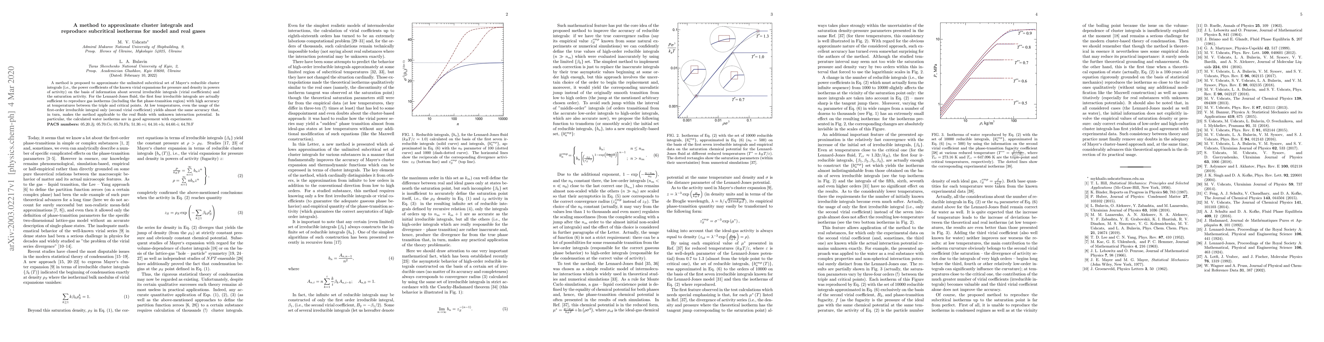 Thumbnail for A method to approximate cluster integrals and reproduce subcritical
  isotherms for model and real gases