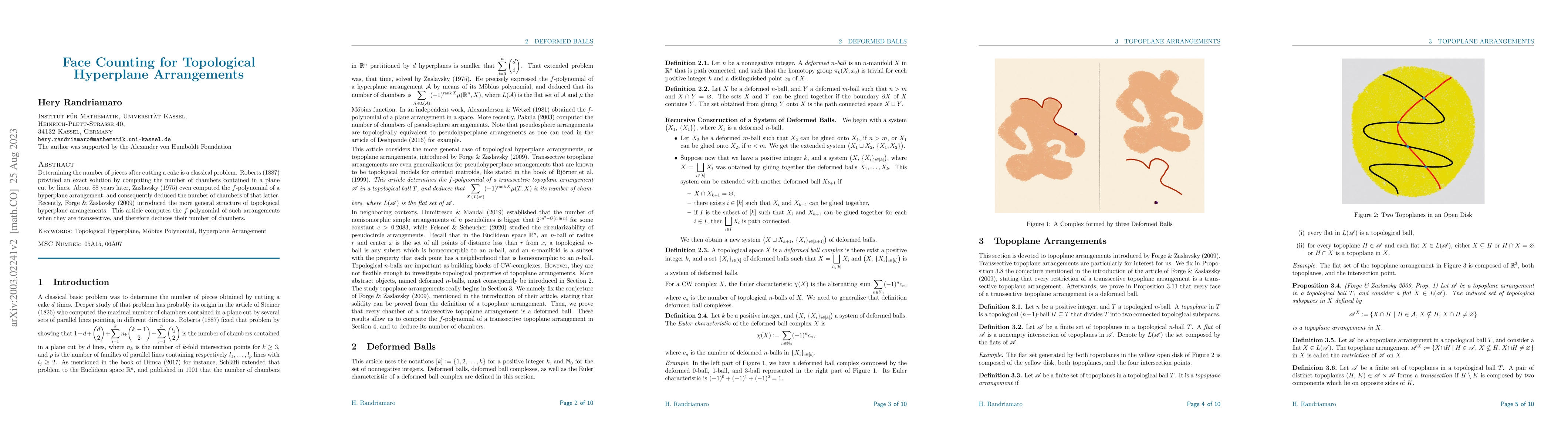 Thumbnail for Face Counting for Topological Hyperplane Arrangements