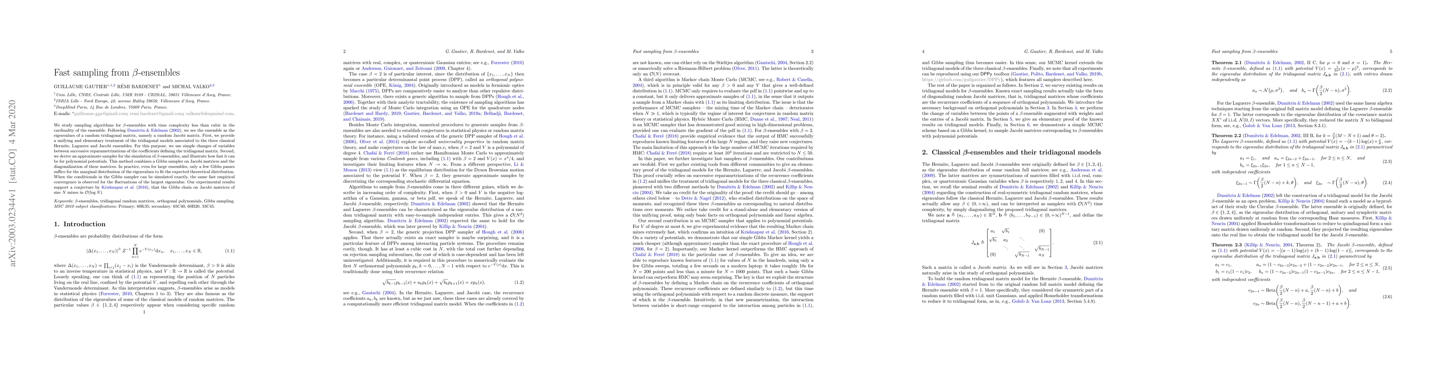 Thumbnail for Fast sampling from $\beta$-ensembles