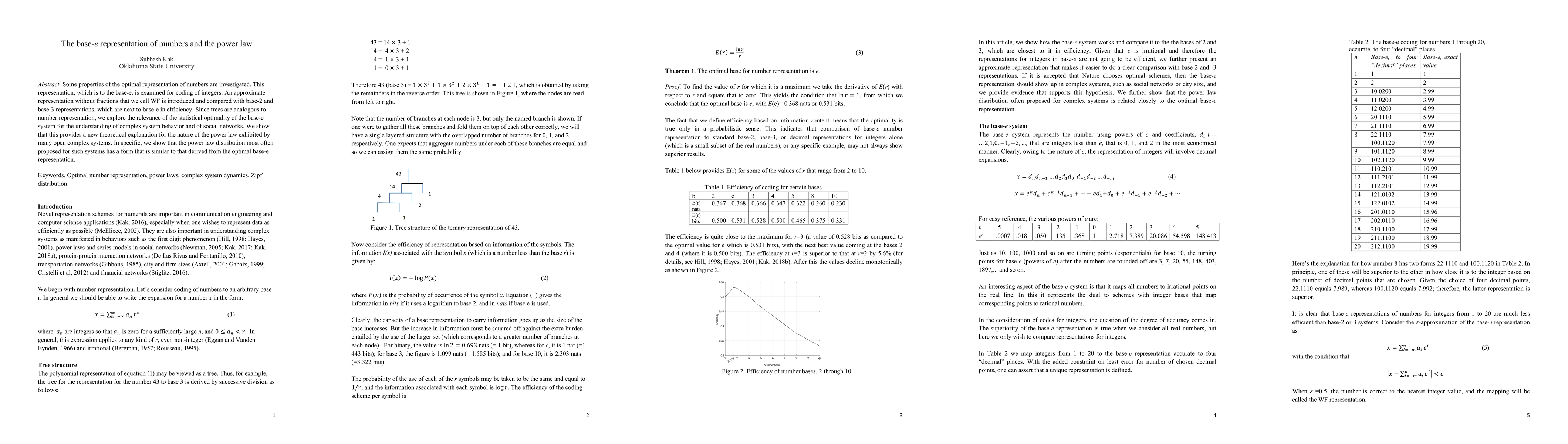 Thumbnail for The base-e representation of numbers and the power law