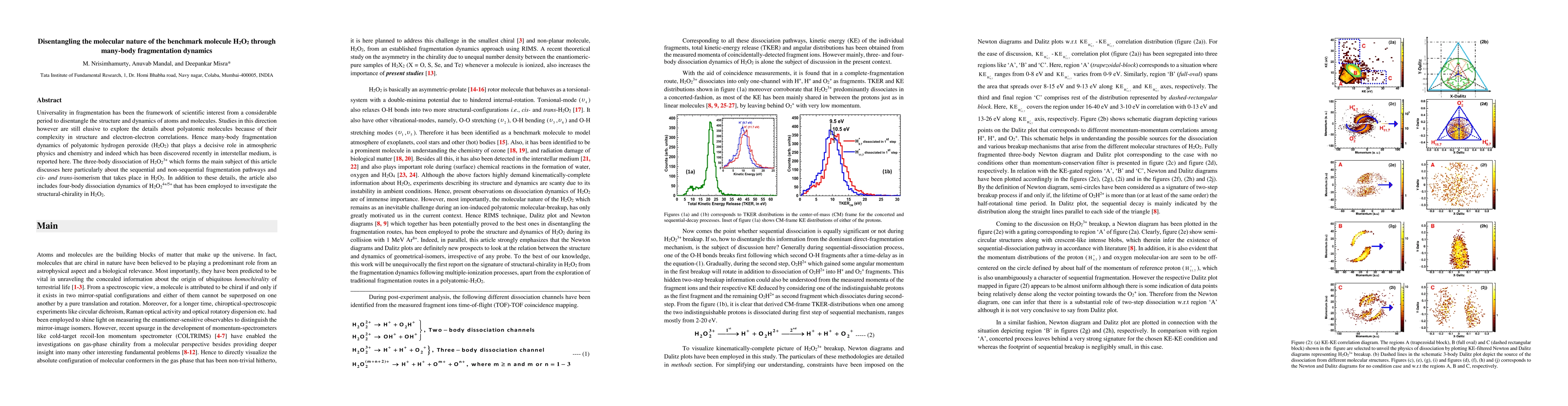 Thumbnail for Disentangling the molecular nature of the benchmark molecule H2O2
  through many-body fragmentation dynamics