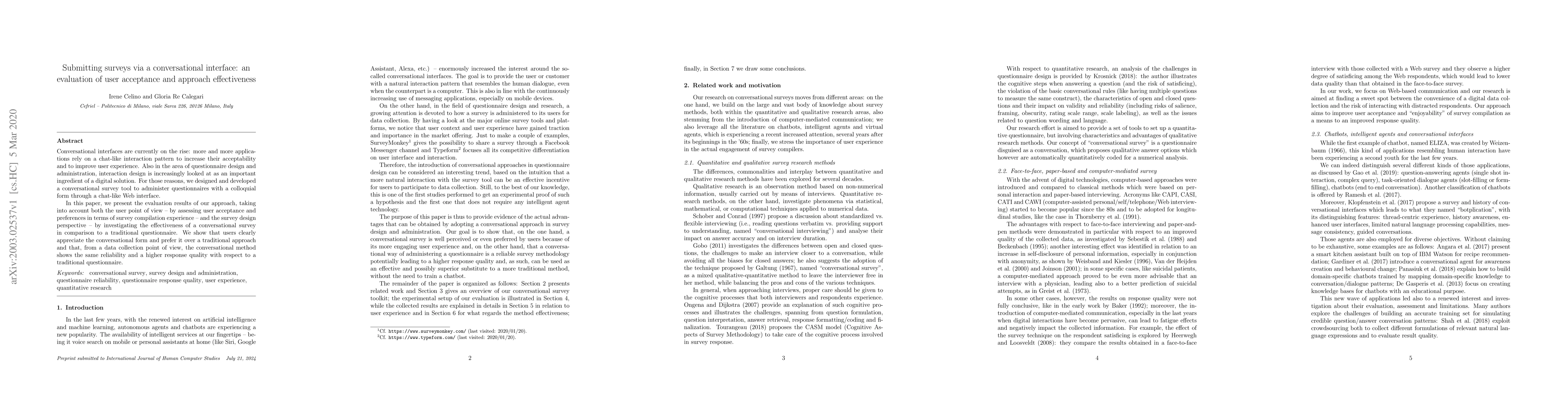 Thumbnail for Submitting surveys via a conversational interface: an evaluation of user
  acceptance and approach effectiveness