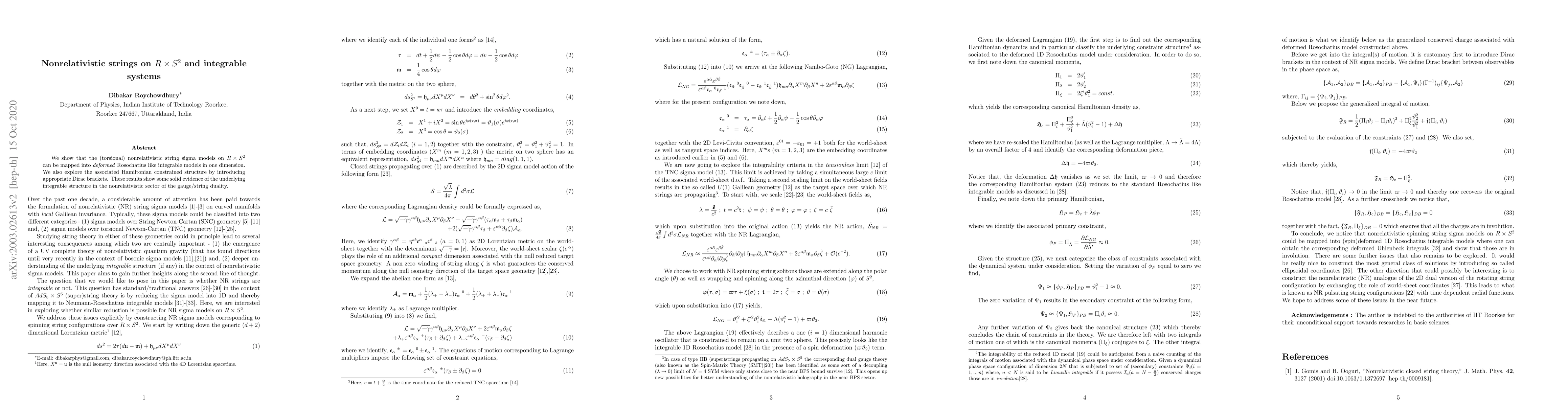 Thumbnail for Nonrelativistic strings on $ R \times S^2 $ and integrable systems
