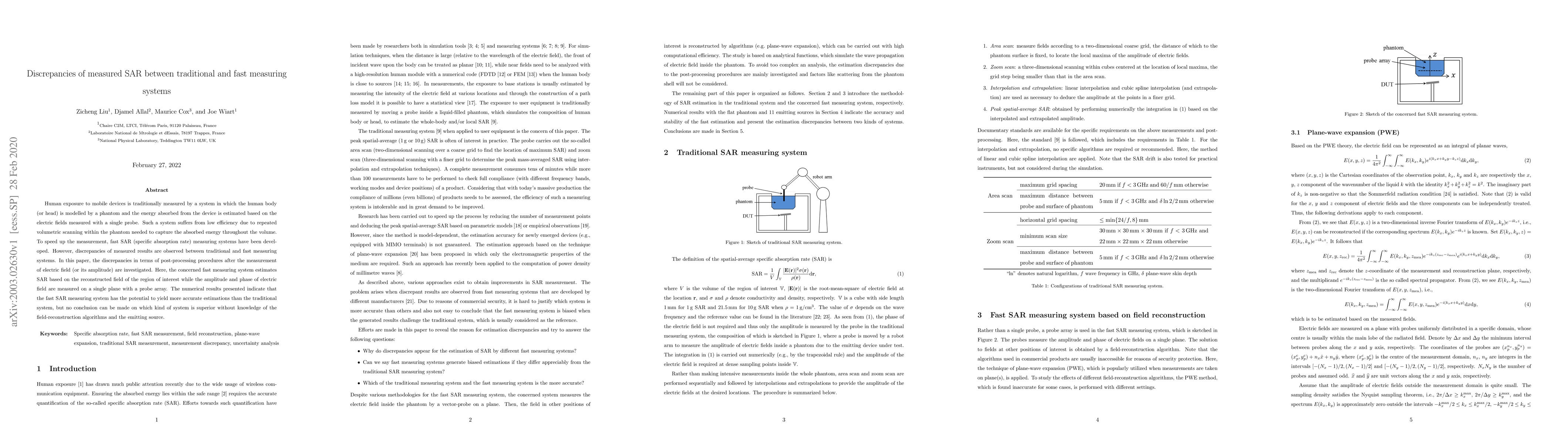 Thumbnail for Discrepancies of measured SAR between traditional and fast measuring
  systems