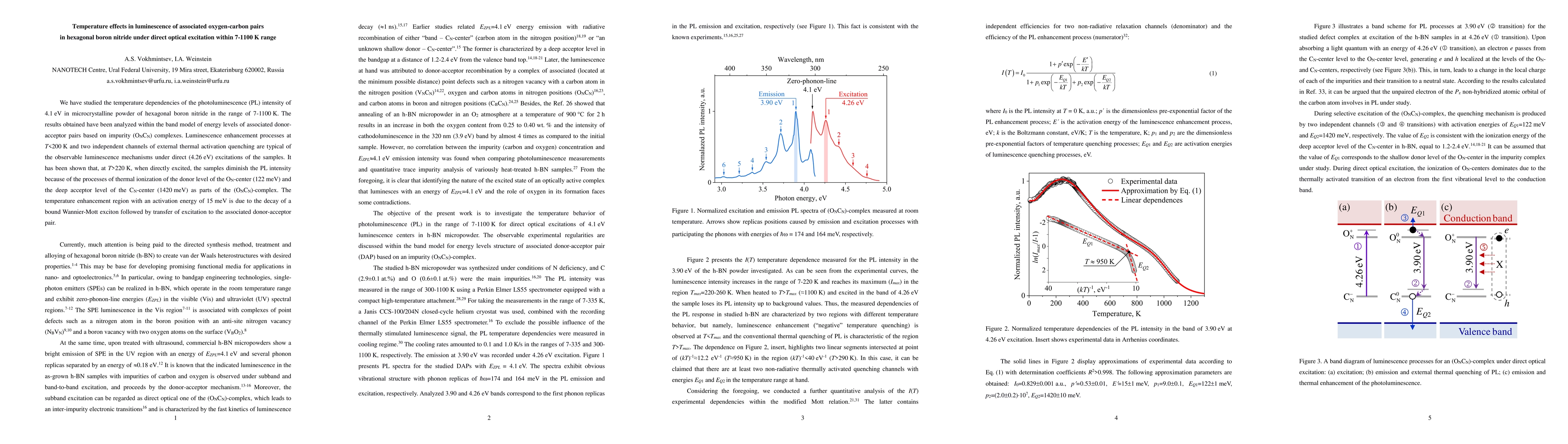 Thumbnail for Temperature effects in luminescence of associated oxygen-carbon pairs in
  hexagonal boron nitride under direct optical excitation within 7-1100 K range