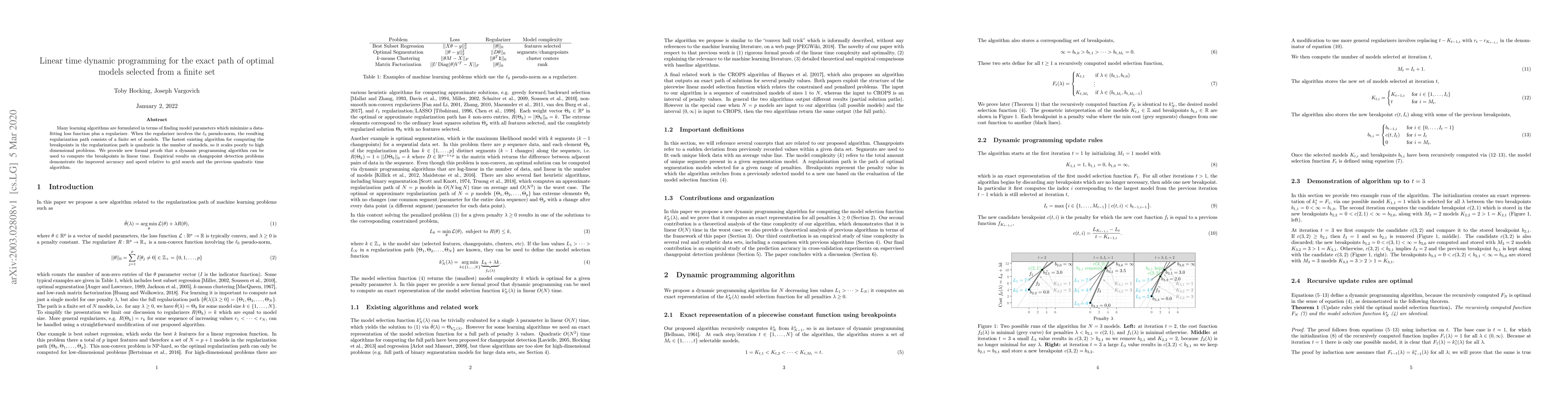 Thumbnail for Linear time dynamic programming for the exact path of optimal models
  selected from a finite set