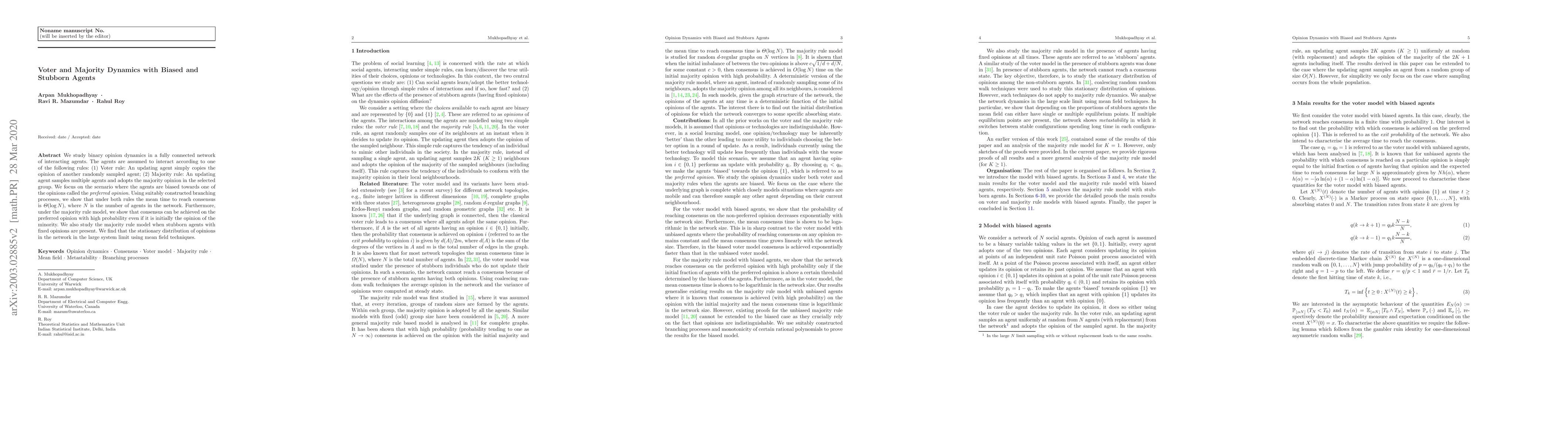 Thumbnail for Voter and Majority Dynamics with Biased and Stubborn Agents