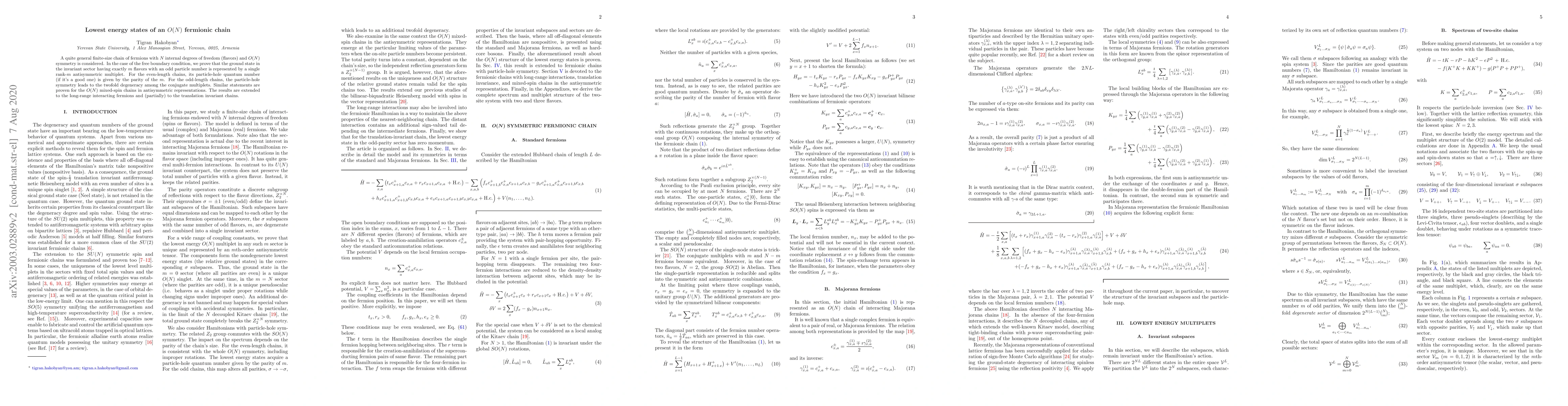 Thumbnail for Lowest energy states of an $O(N)$ fermionic chain