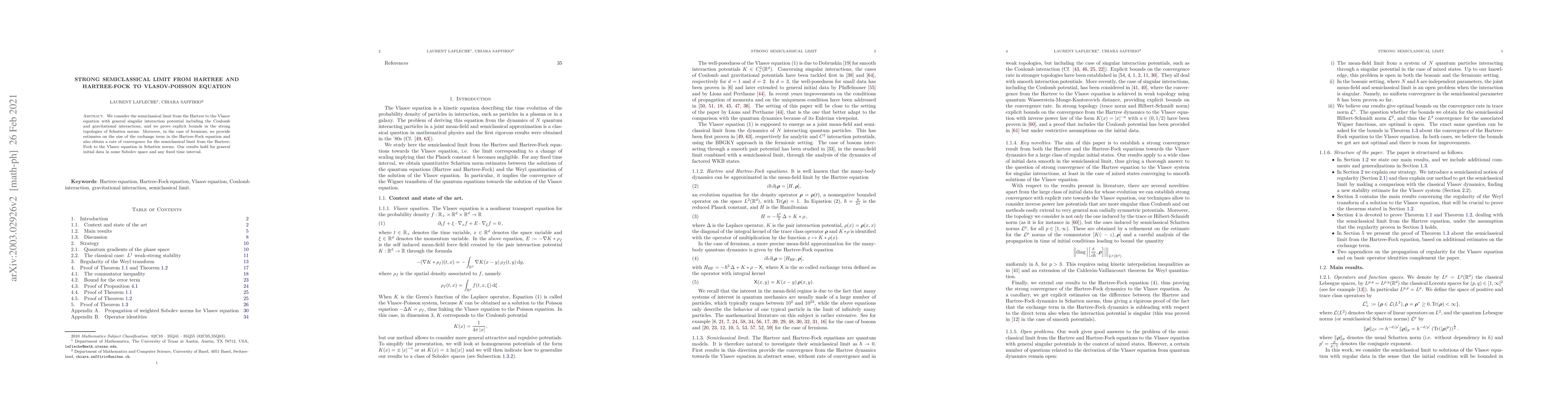 Thumbnail for Strong semiclassical limit from Hartree and Hartree-Fock to
  Vlasov-Poisson equation
