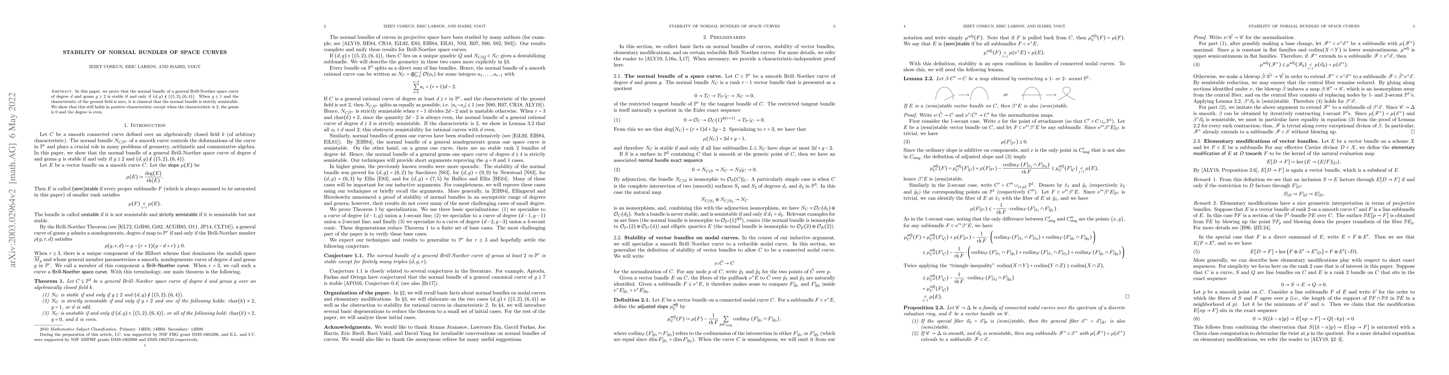 Thumbnail for Stability of Normal Bundles of Space Curves