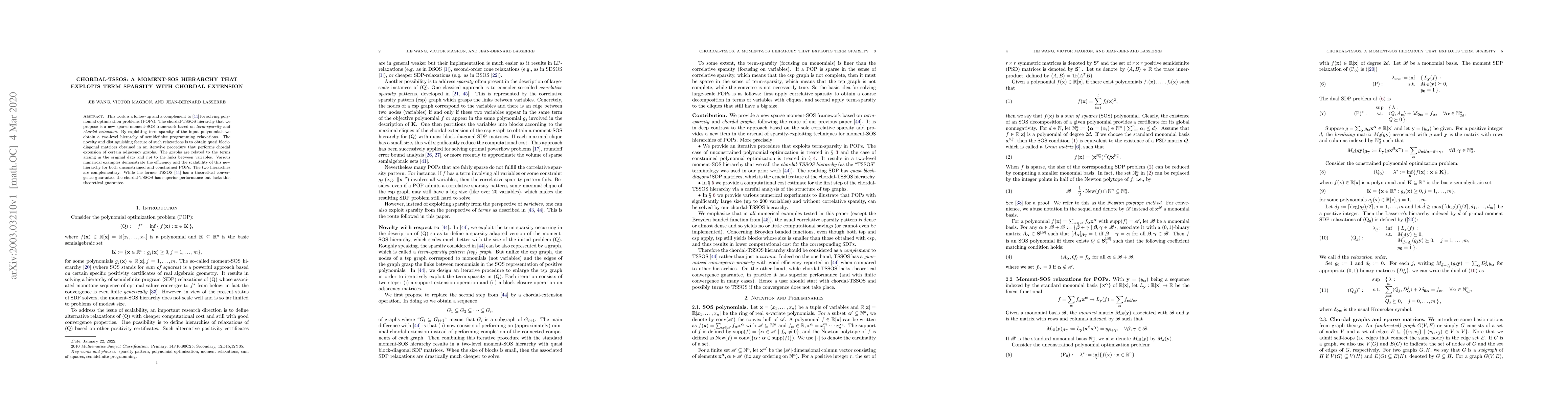 Thumbnail for Chordal-TSSOS: a moment-SOS hierarchy that exploits term sparsity with
  chordal extension