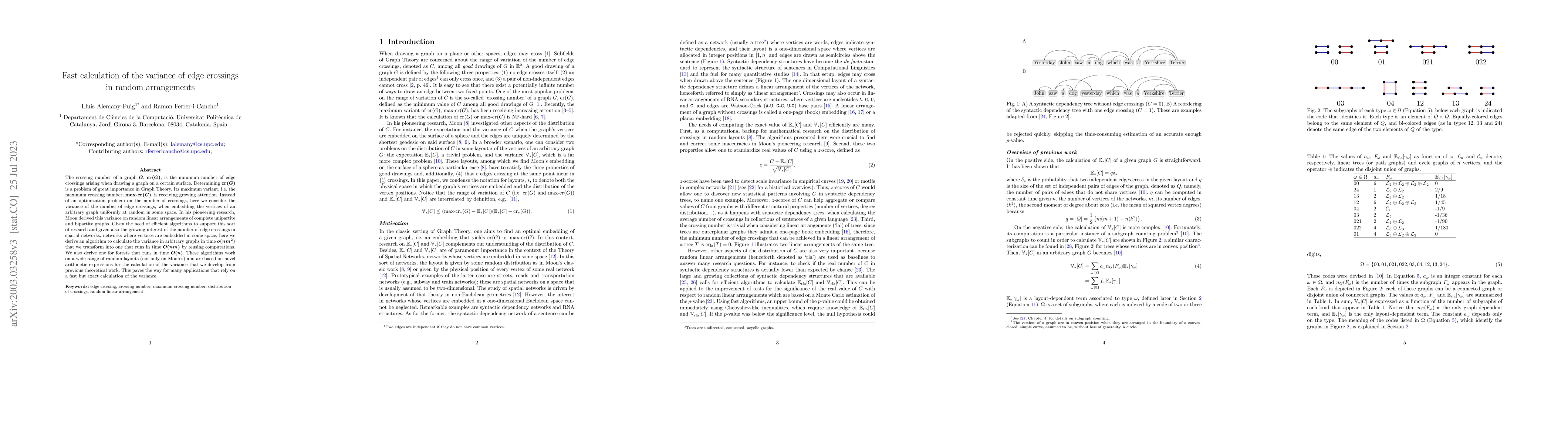 Thumbnail for Fast calculation of the variance of edge crossings in random
  arrangements