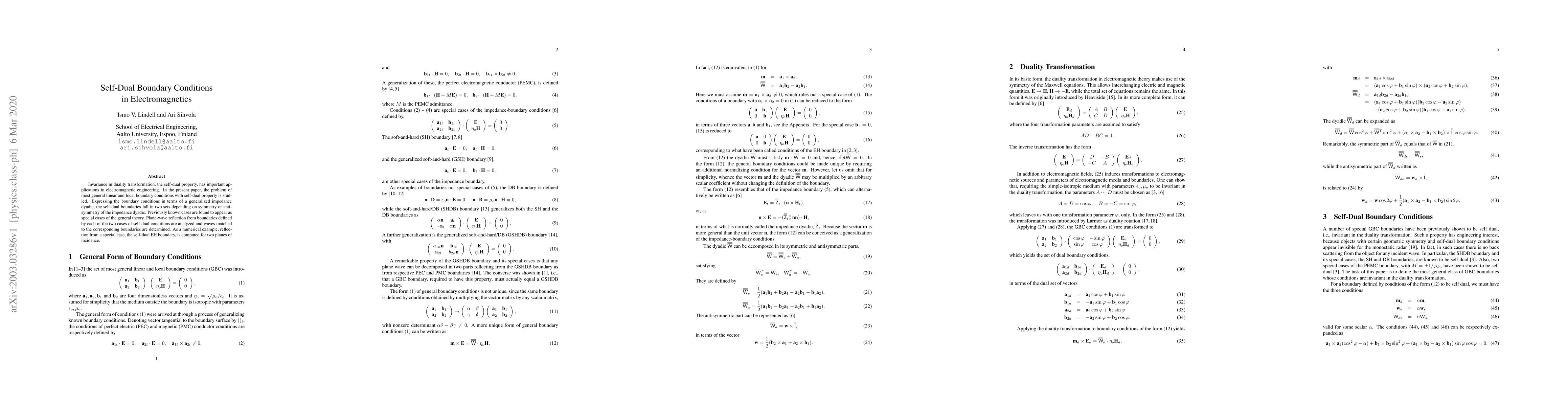 Thumbnail for Self-Dual Boundary Conditions in Electromaagnetics