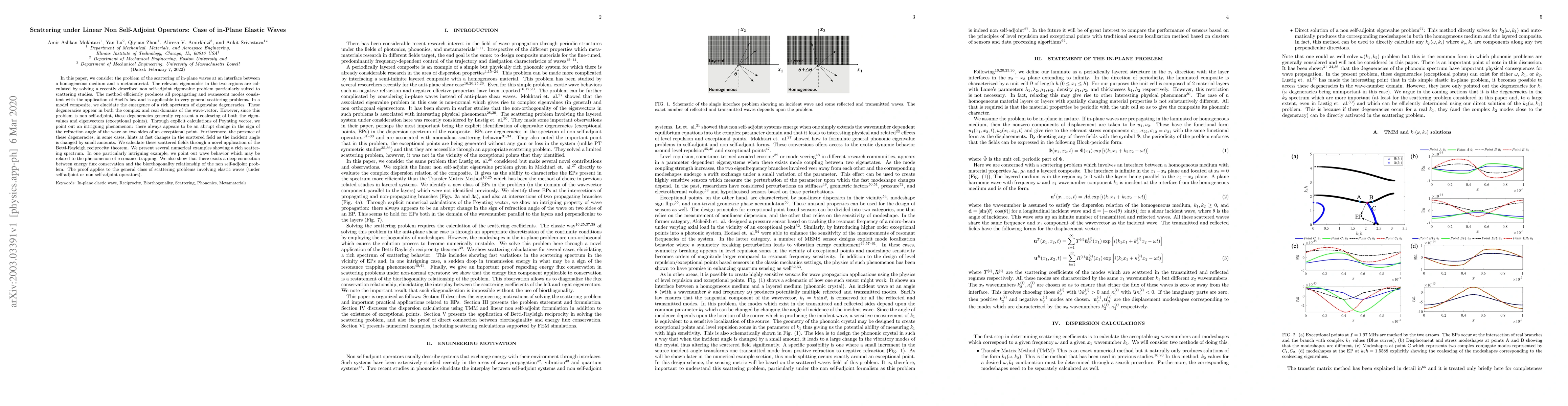 Thumbnail for Scattering under Linear Non Self-Adjoint Operators: Case of in-Plane
  Elastic Waves