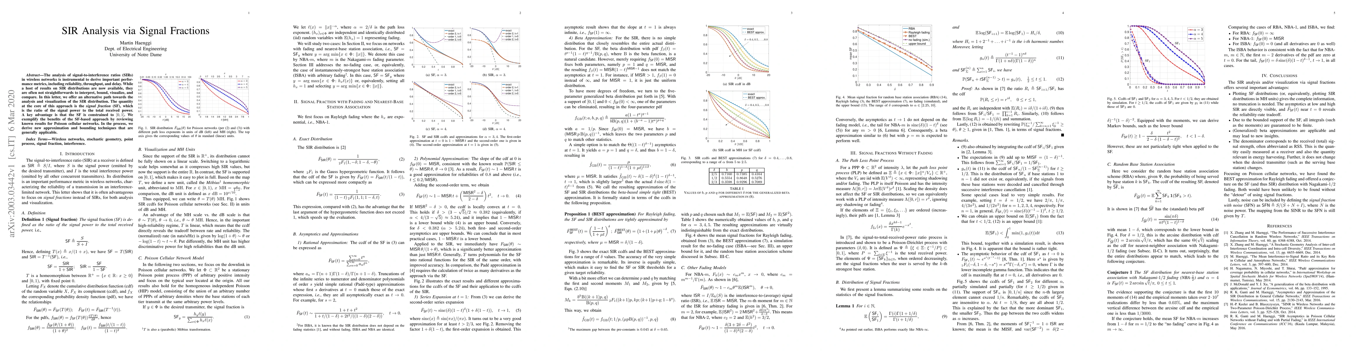 Thumbnail for SIR Analysis via Signal Fractions
