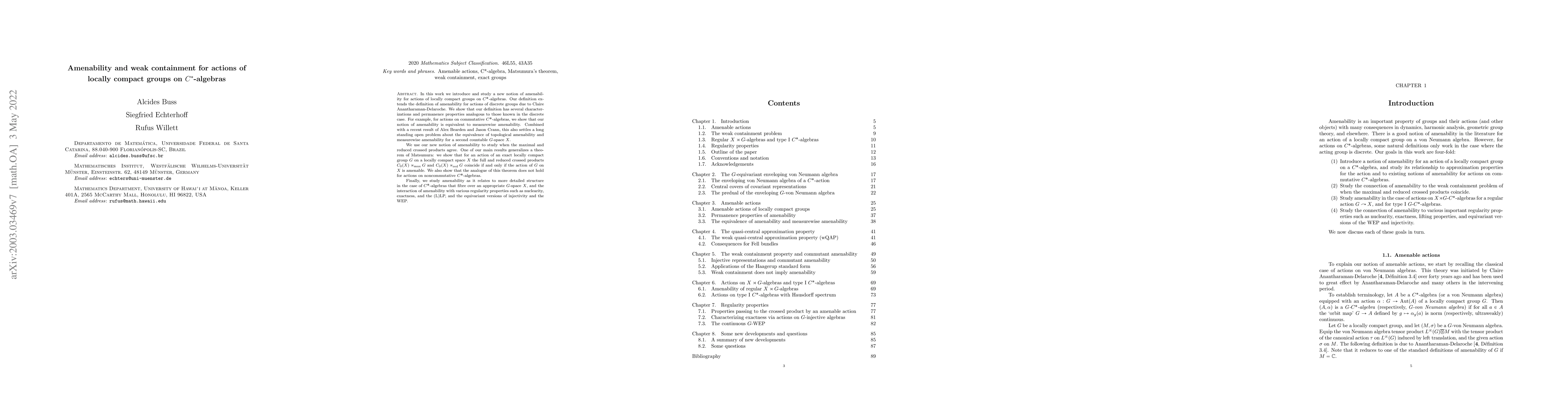 Thumbnail for Amenability and weak containment for actions of locally compact groups
  on $C^*$-algebras
