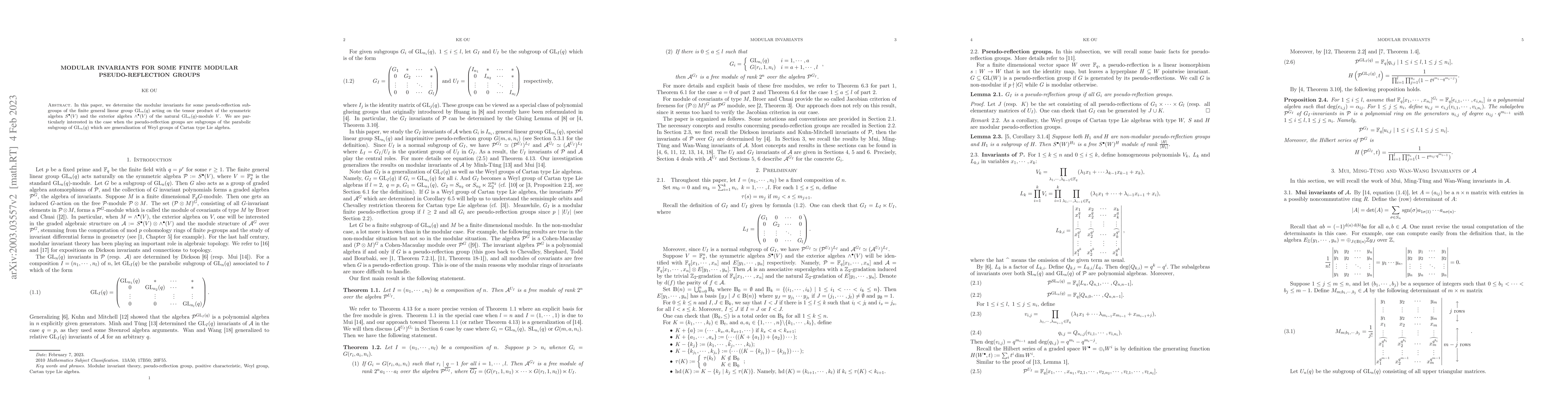 Thumbnail for Modular Invariants for Some Finite Pseudo-Reflection Groups