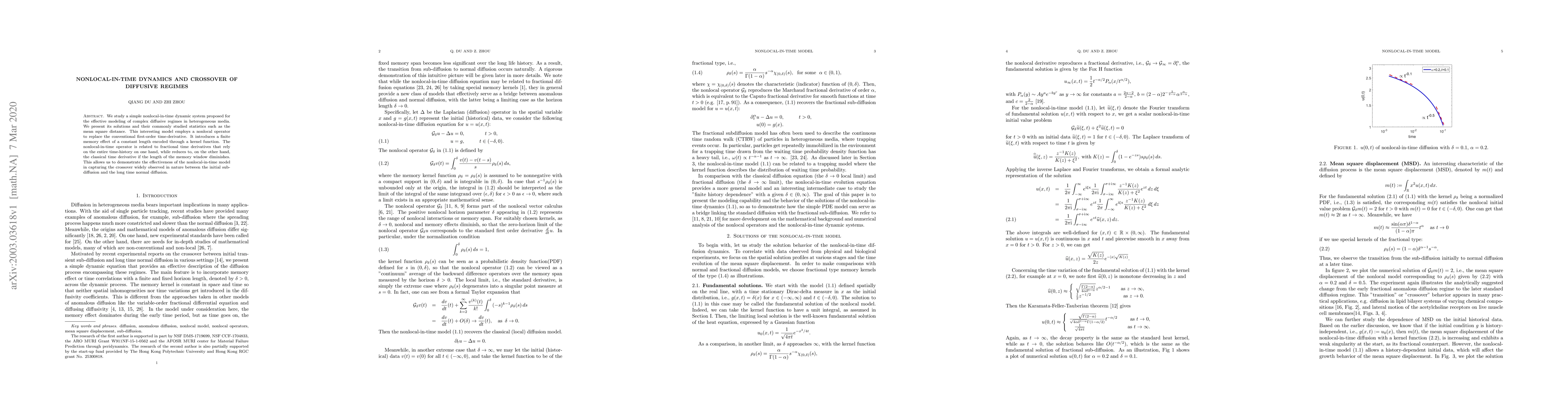 Thumbnail for Nonlocal-in-time dynamics and crossover of diffusive regimes