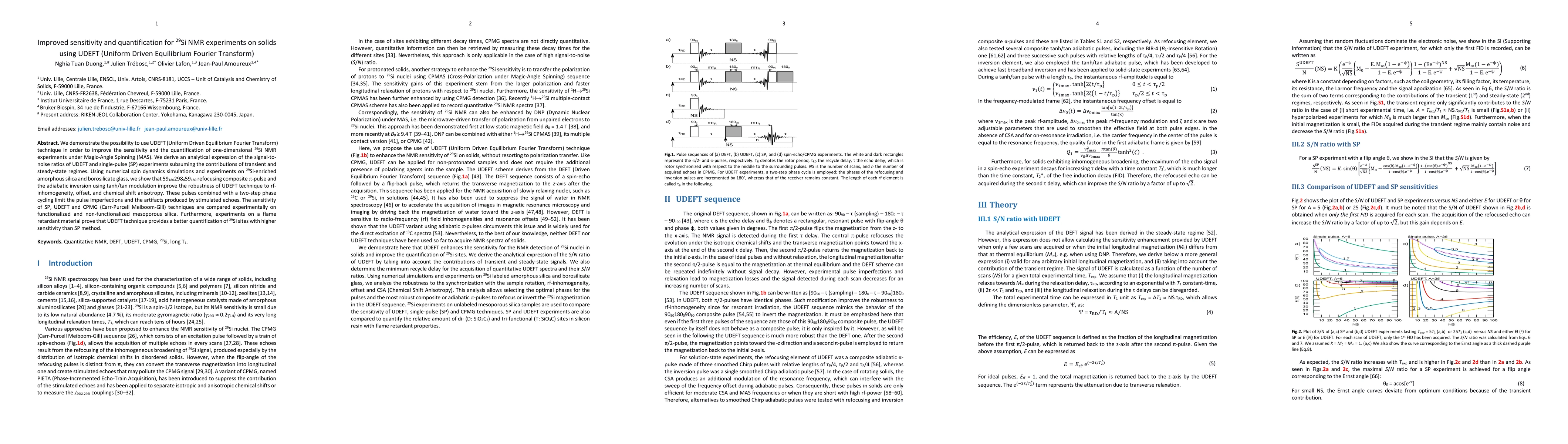 Thumbnail for Improved sensitivity and quantification for ${}^{29}$Si NMR experiments
  on solids using UDEFT (Uniform Driven Equilibrium Fourier Transform)