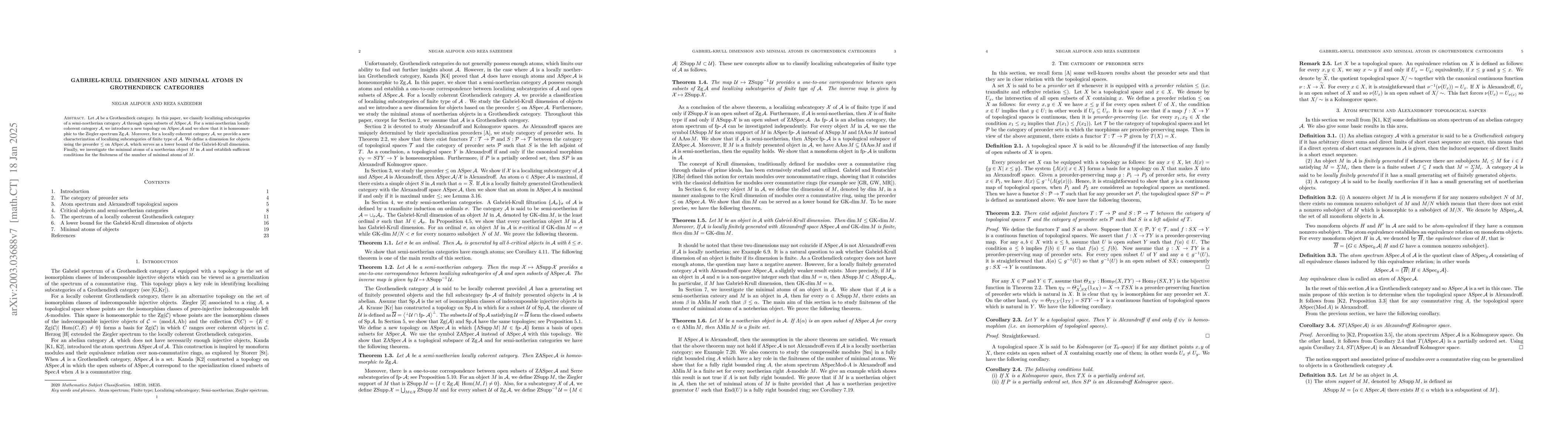 Thumbnail for Gabriel-Krull dimension and minimal atoms in Grothendieck categories