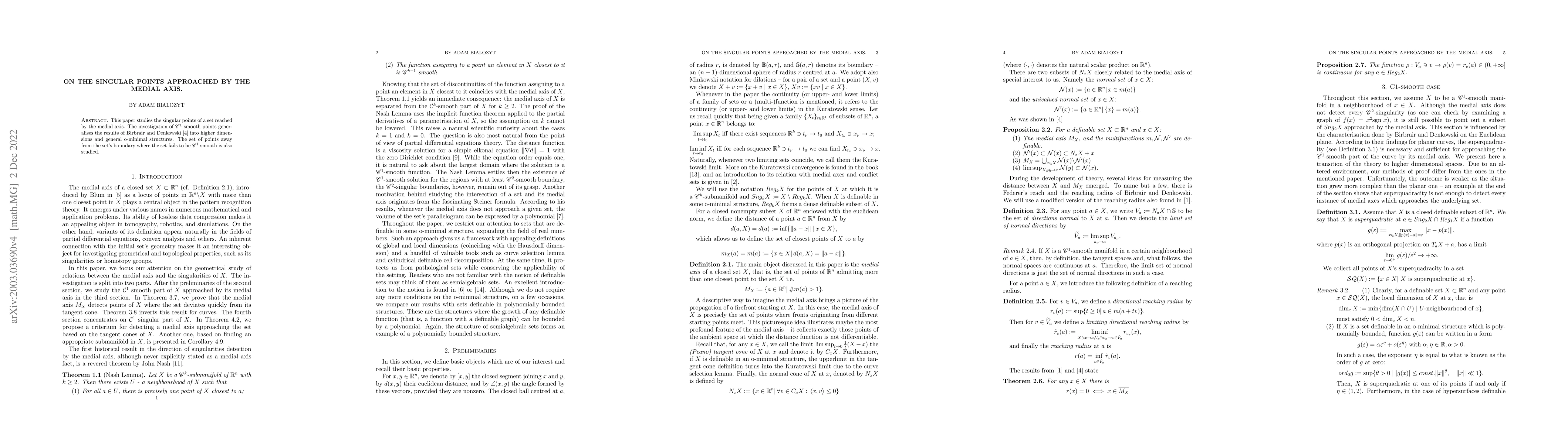 Thumbnail for On the singular points approached by the medial axis