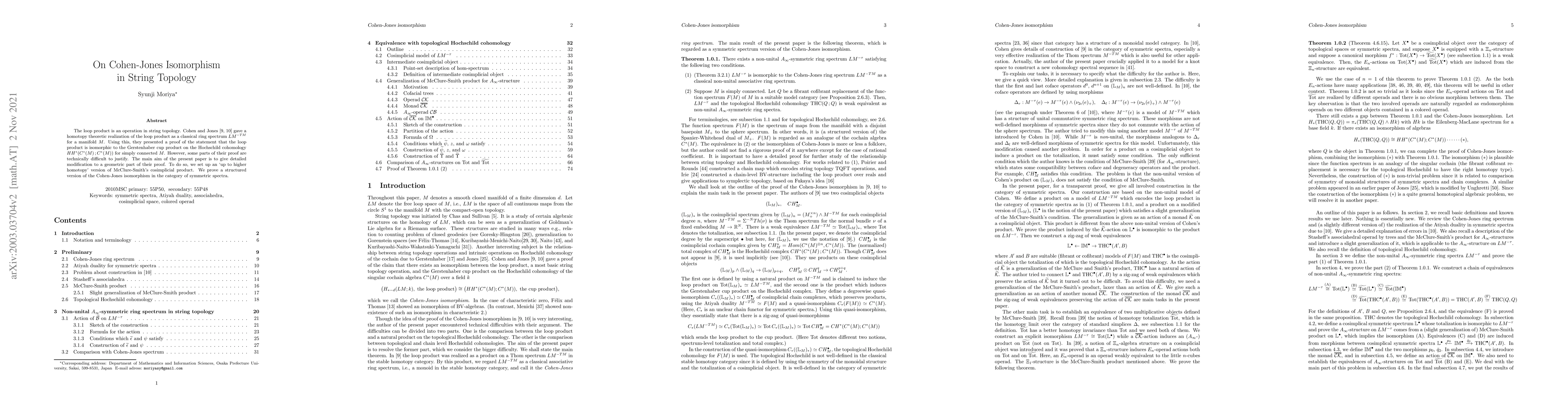 Thumbnail for On Cohen-Jones isomorphism in string topology