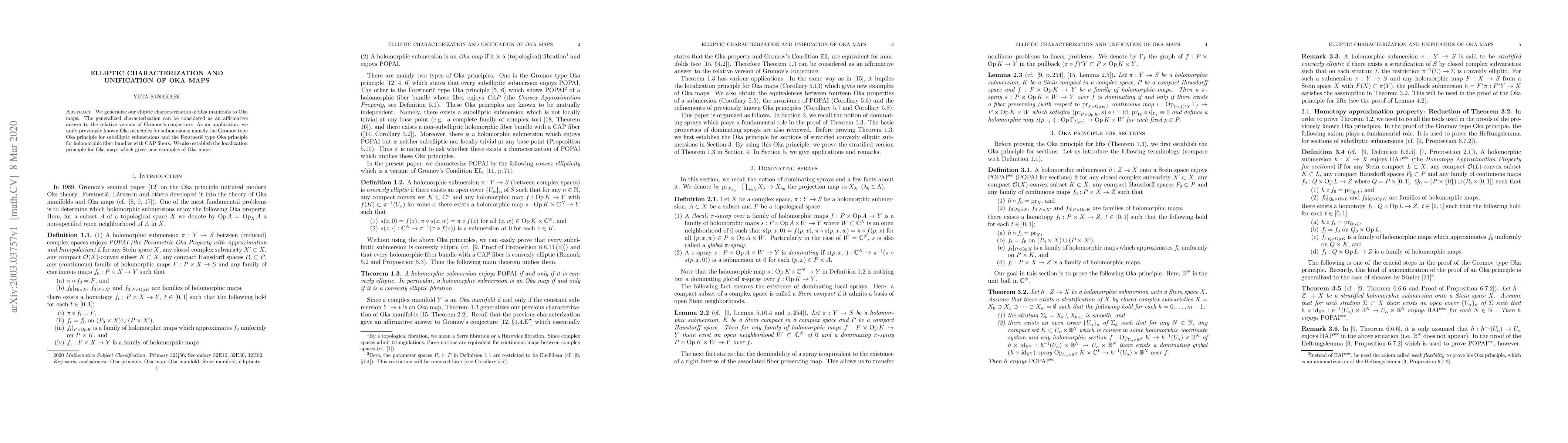 Thumbnail for Elliptic characterization and unification of Oka maps