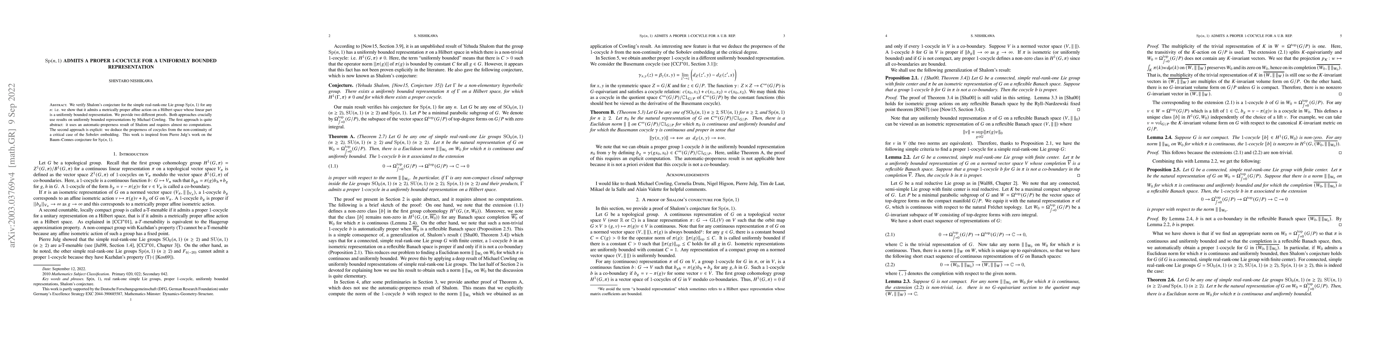 Thumbnail for Sp(n,1) admits a proper 1-cocycle for a uniformly bounded representation