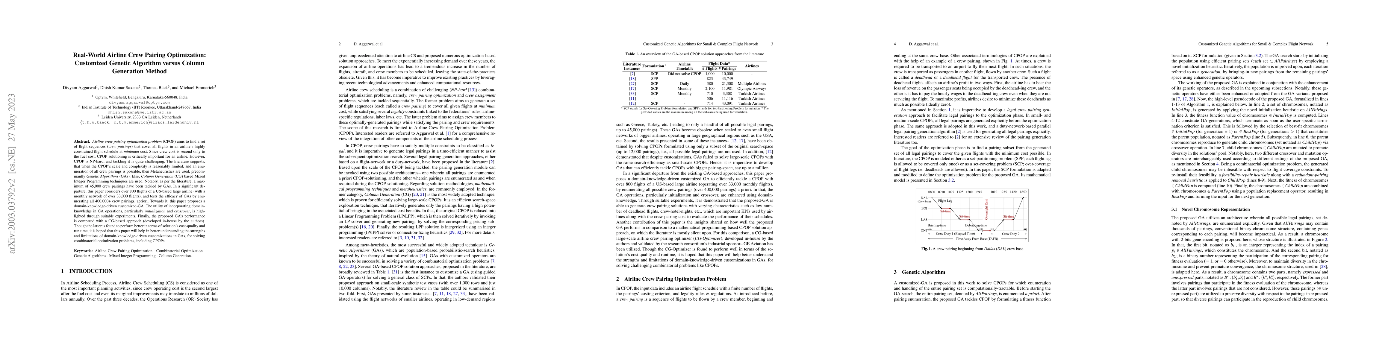 Thumbnail for Real-World Airline Crew Pairing Optimization: Customized Genetic
  Algorithm versus Column Generation Method