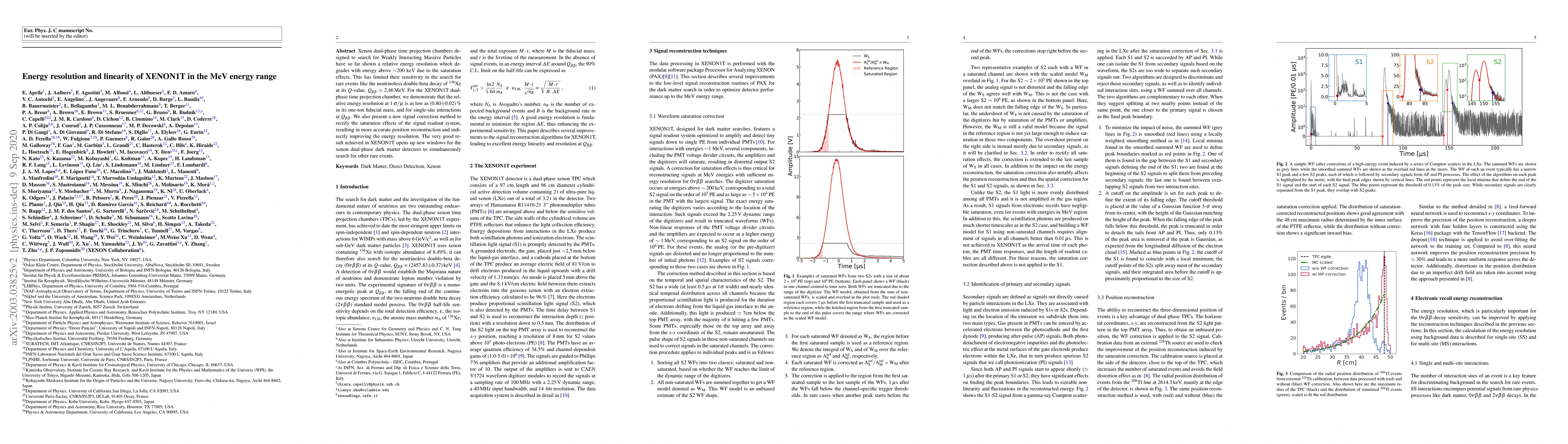 Thumbnail for Energy resolution and linearity of XENON1T in the MeV energy range
