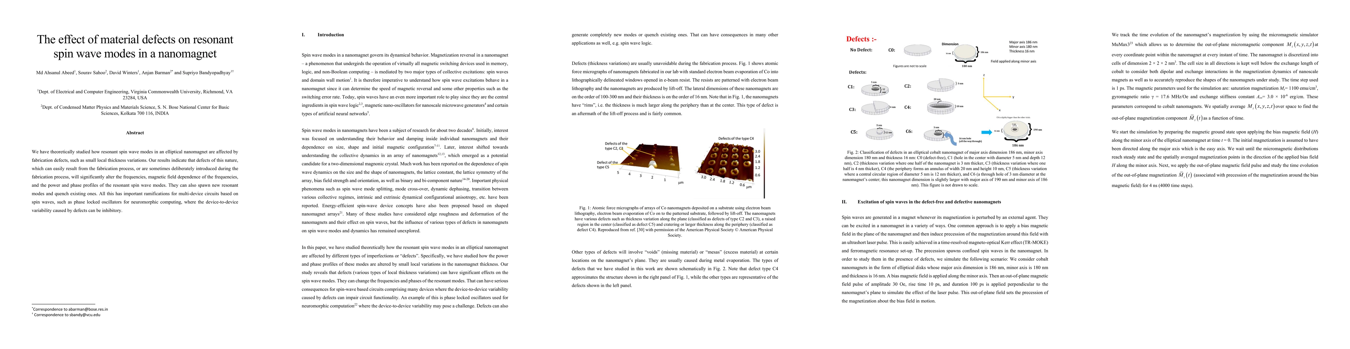 Thumbnail for The effect of material defects on resonant spin wave modes in a
  nanomagnet