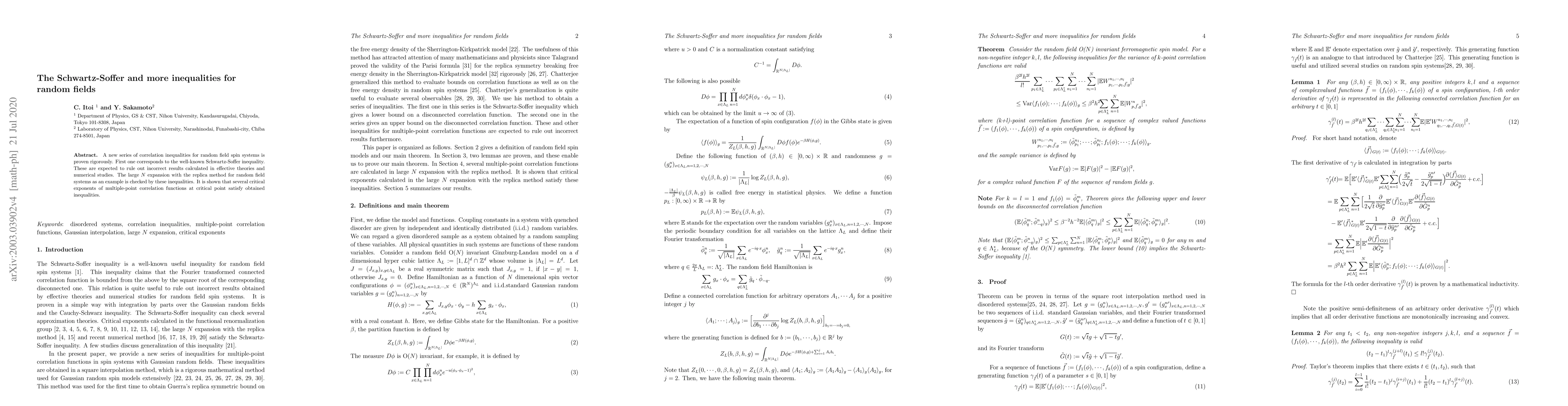 Thumbnail for The Schwartz-Soffer and more inequalities for random fields