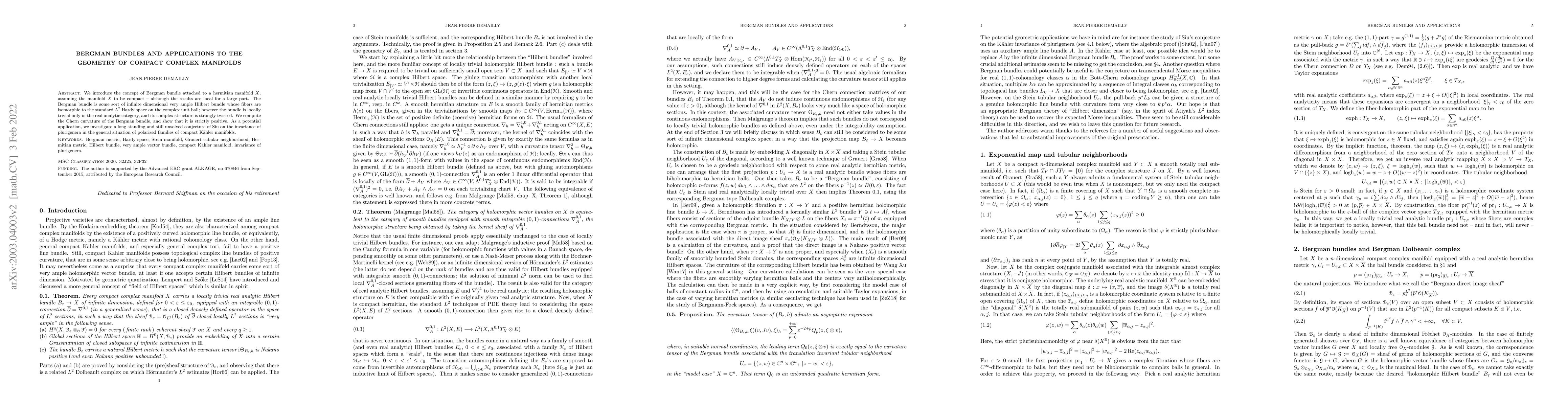Thumbnail for Bergman bundles and applications to the geometry of compact complex
  manifolds