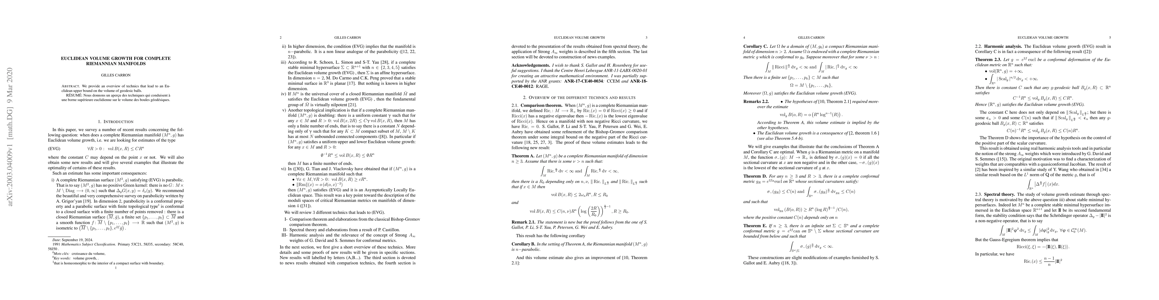 Thumbnail for Euclidean volume growth for complete Riemannian manifolds