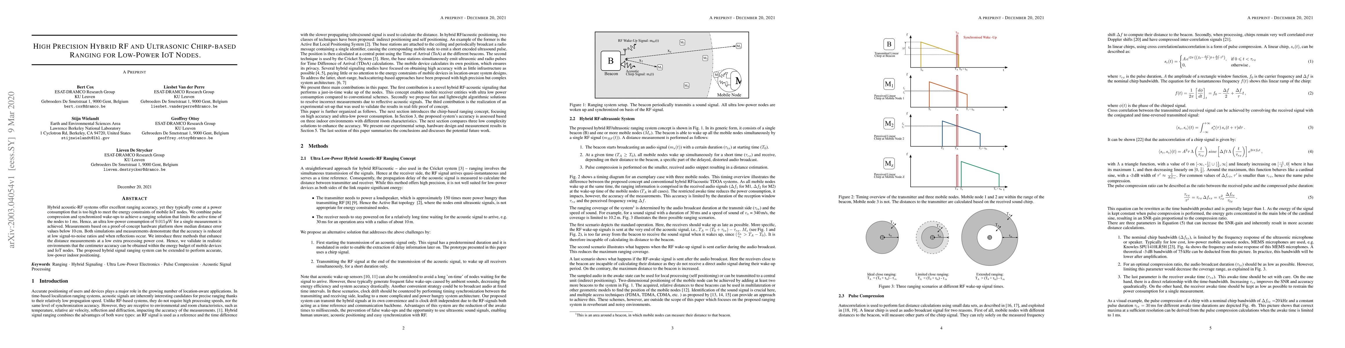 Thumbnail for High Precision Hybrid RF and Ultrasonic Chirp-based Ranging for
  Low-Power IoT Nodes