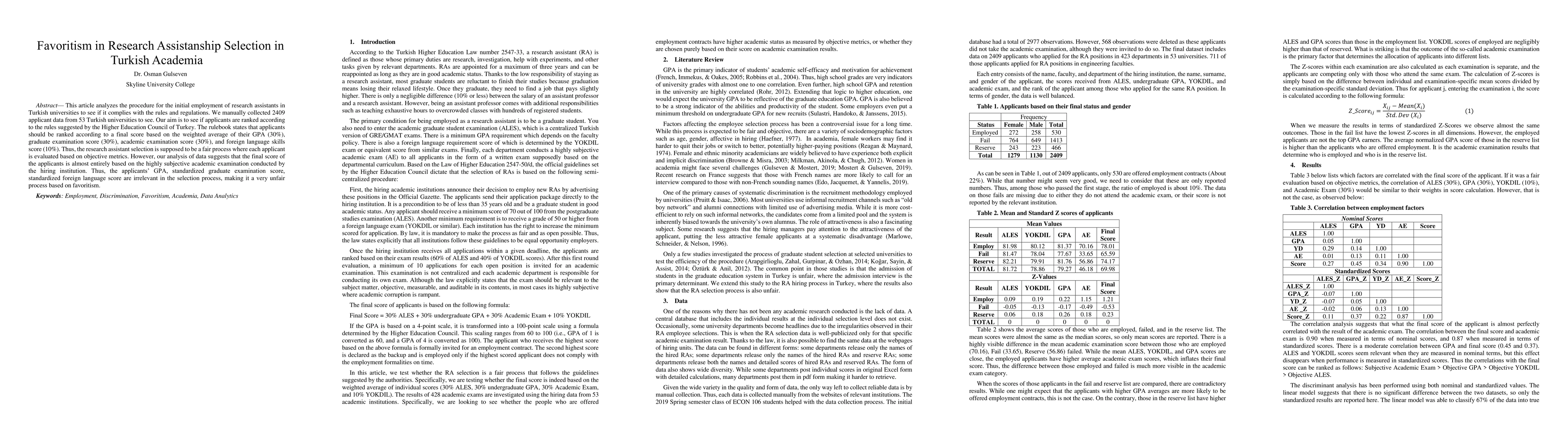 Thumbnail for Favoritism in Research Assistantship Selection in Turkish Academia