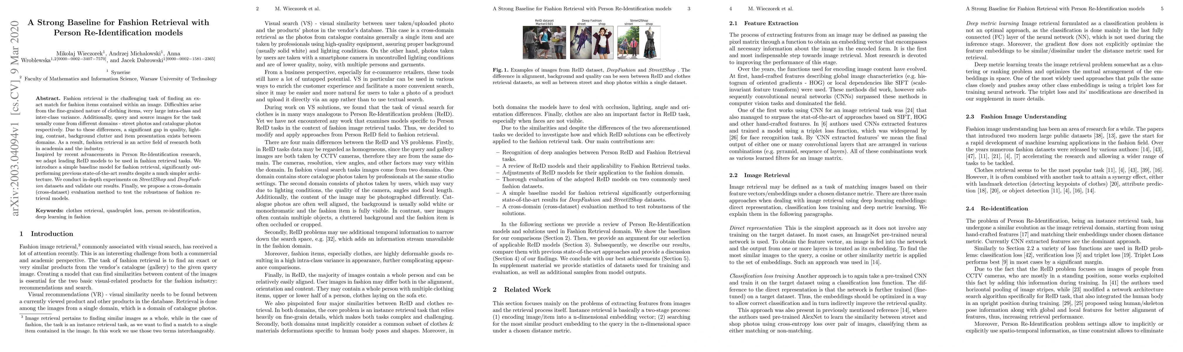 Thumbnail for A Strong Baseline for Fashion Retrieval with Person Re-Identification
  Models