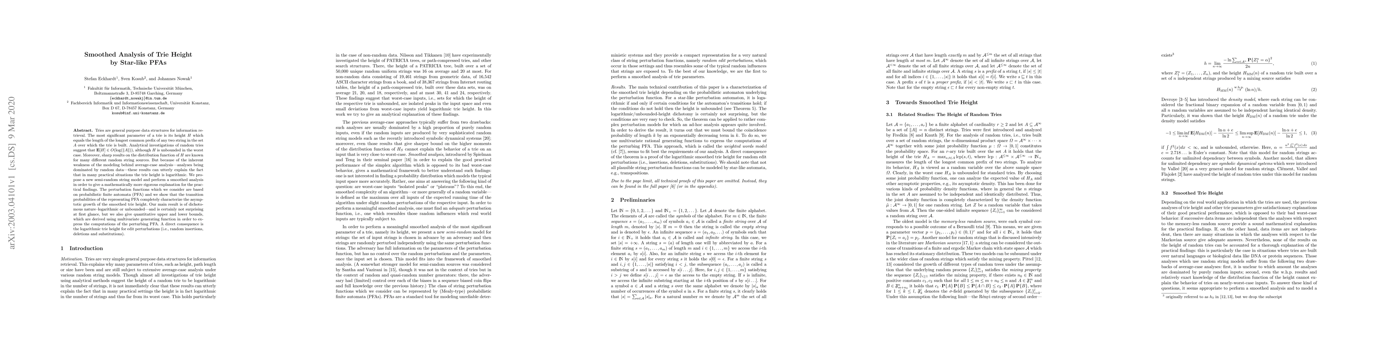 Thumbnail for Smoothed Analysis of Trie Height by Star-like PFAs