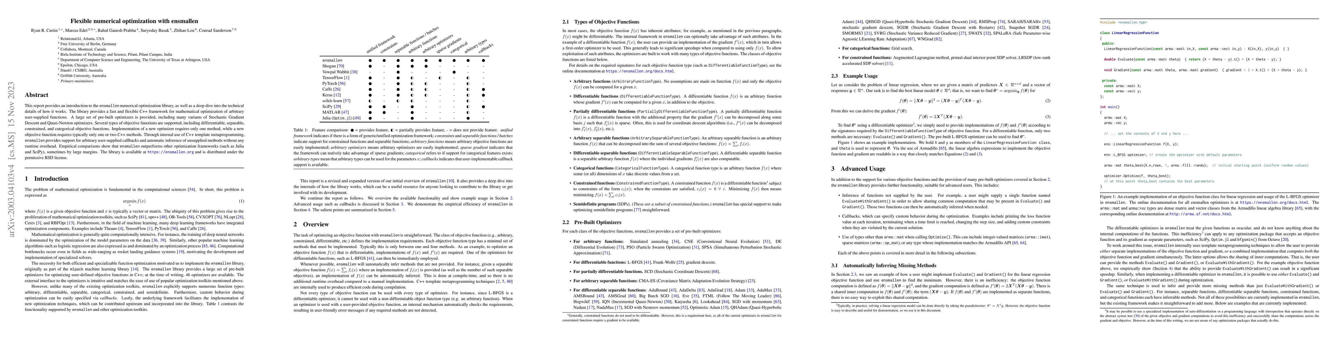 Thumbnail for Flexible numerical optimization with ensmallen