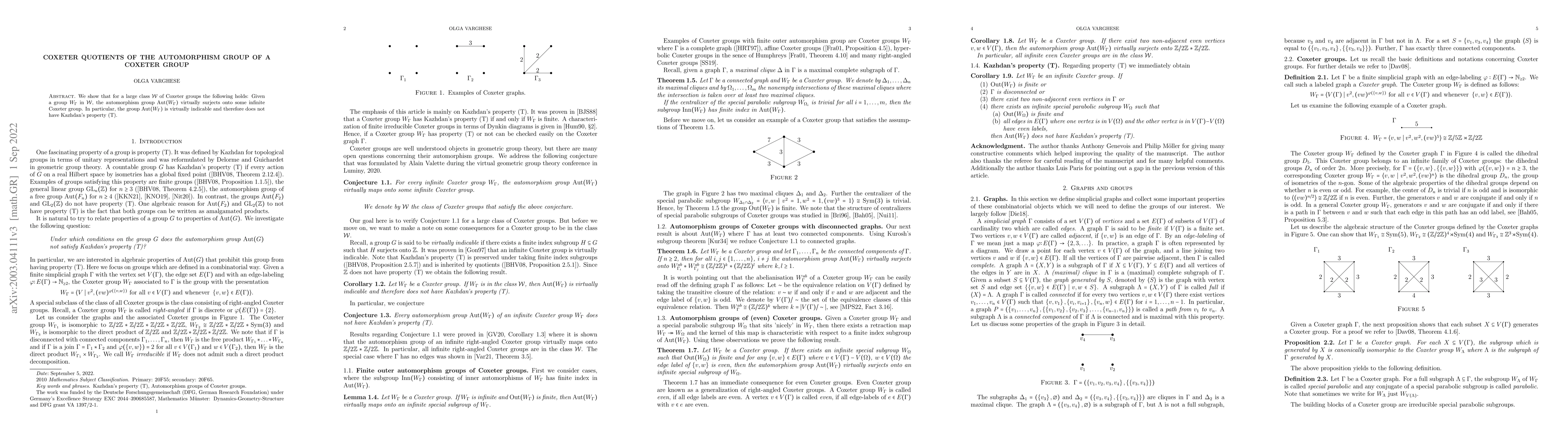 Thumbnail for Coxeter quotients of the automorphism group of a Coxeter group