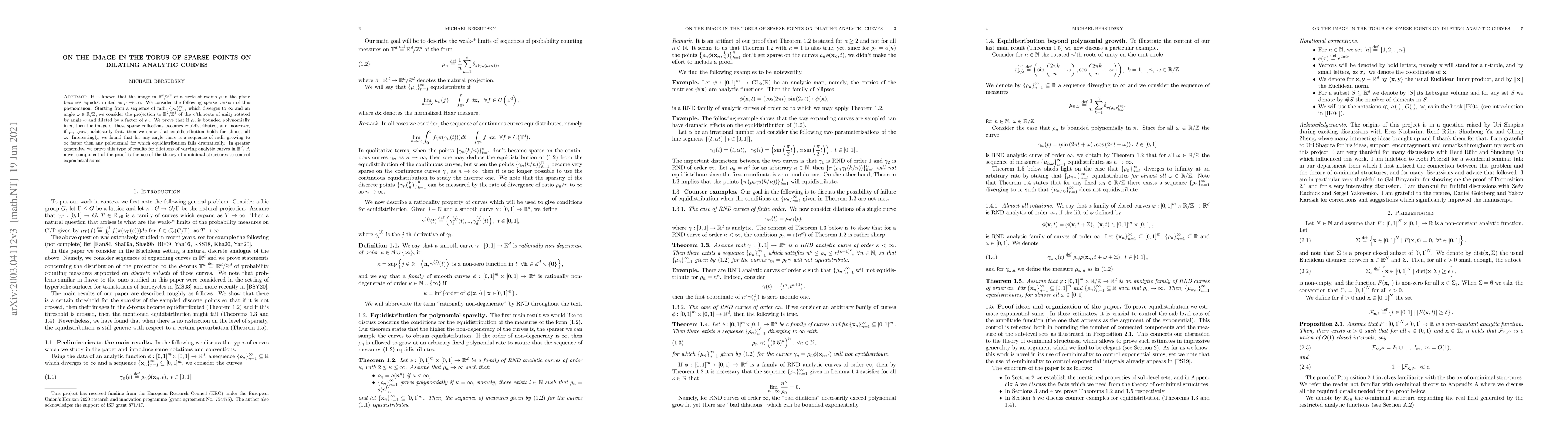 Thumbnail for On the image in the torus of sparse points on dilating analytic curves