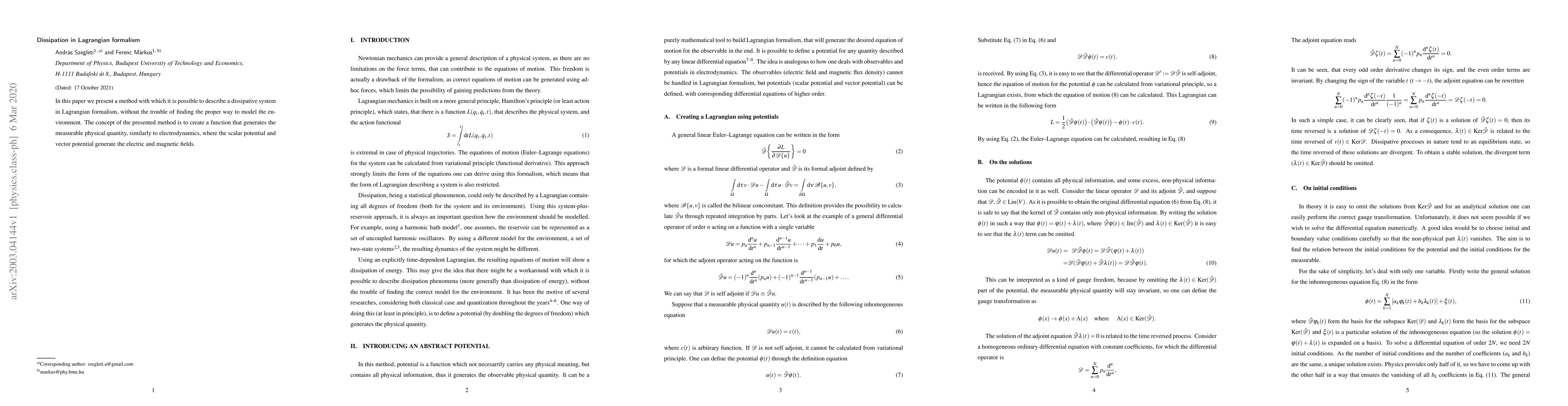Thumbnail for Dissipation in Lagrangian formalism
