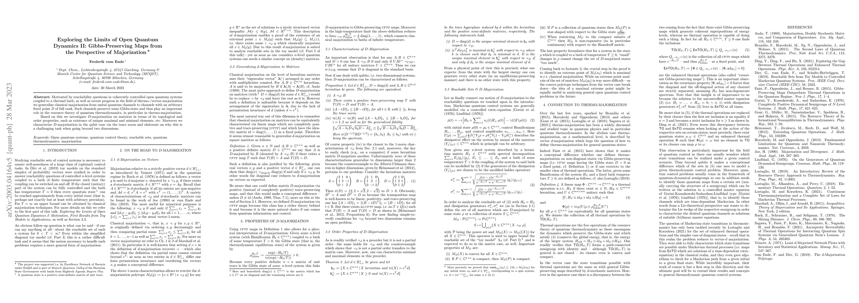 Thumbnail for Exploring the Limits of Open Quantum Dynamics II: Gibbs-Preserving Maps
  from the Perspective of Majorization
