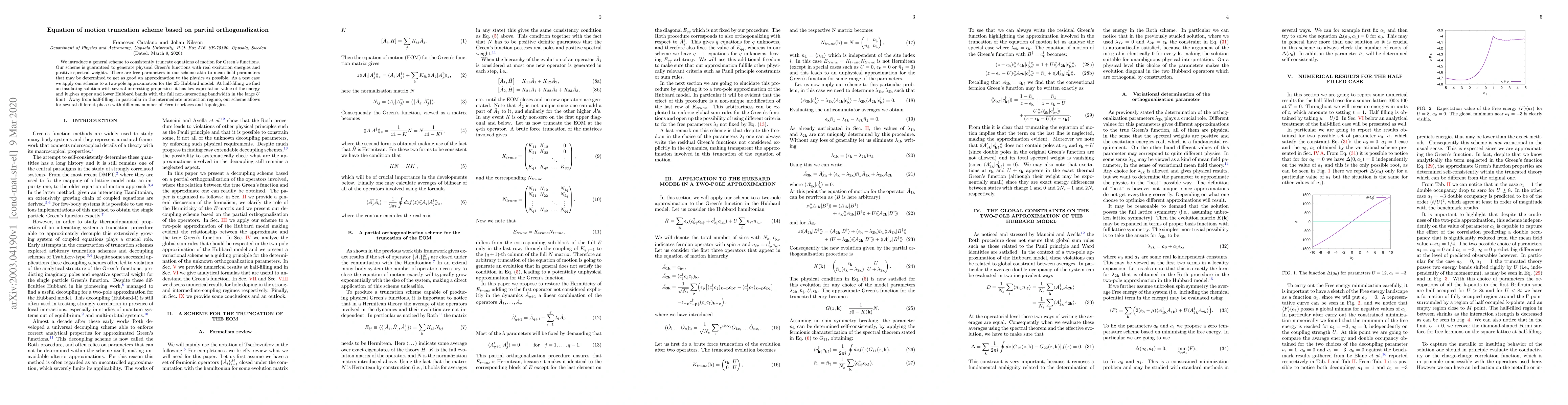 Thumbnail for Equation of motion truncation scheme based on partial orthogonalization