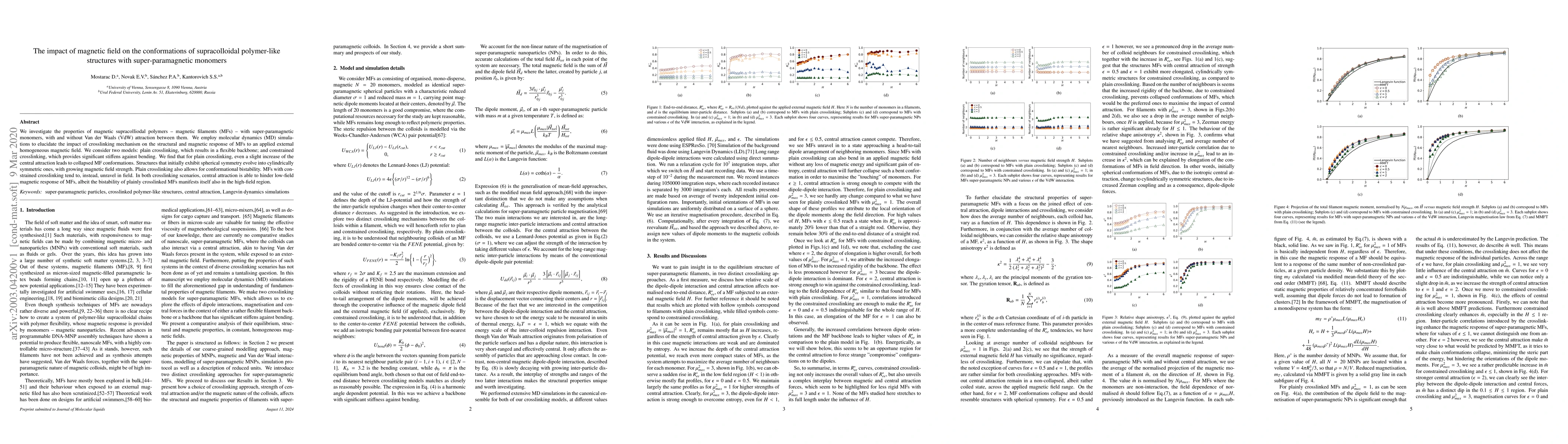 Thumbnail for The impact of magnetic field on the conformations of supracolloidal
  polymer-like structures with super-paramagnetic monomers