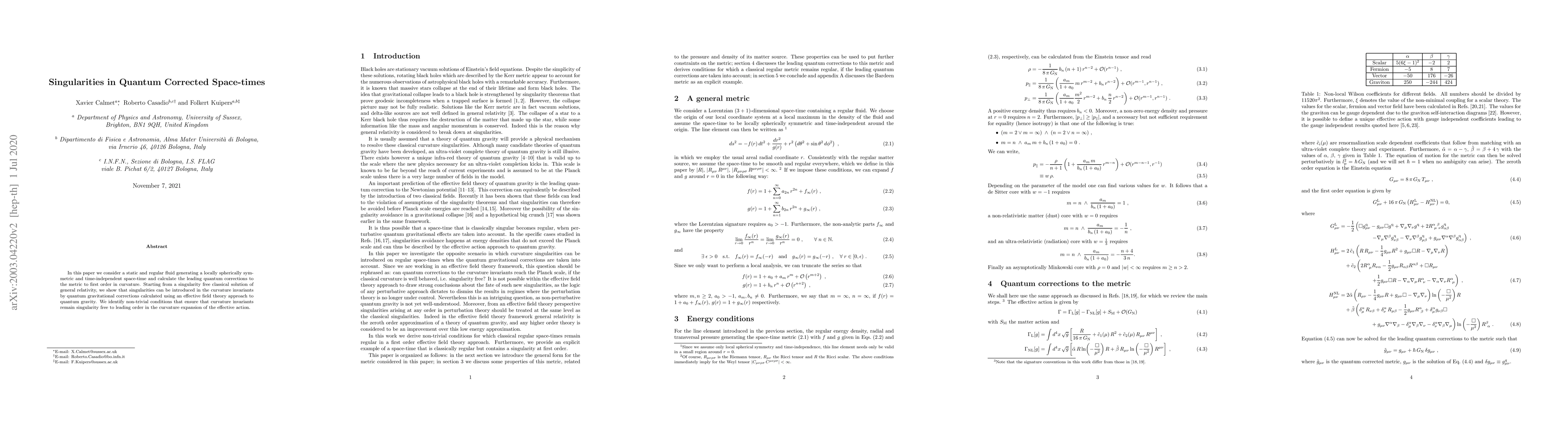 Thumbnail for Singularities in Quantum Corrected Space-times