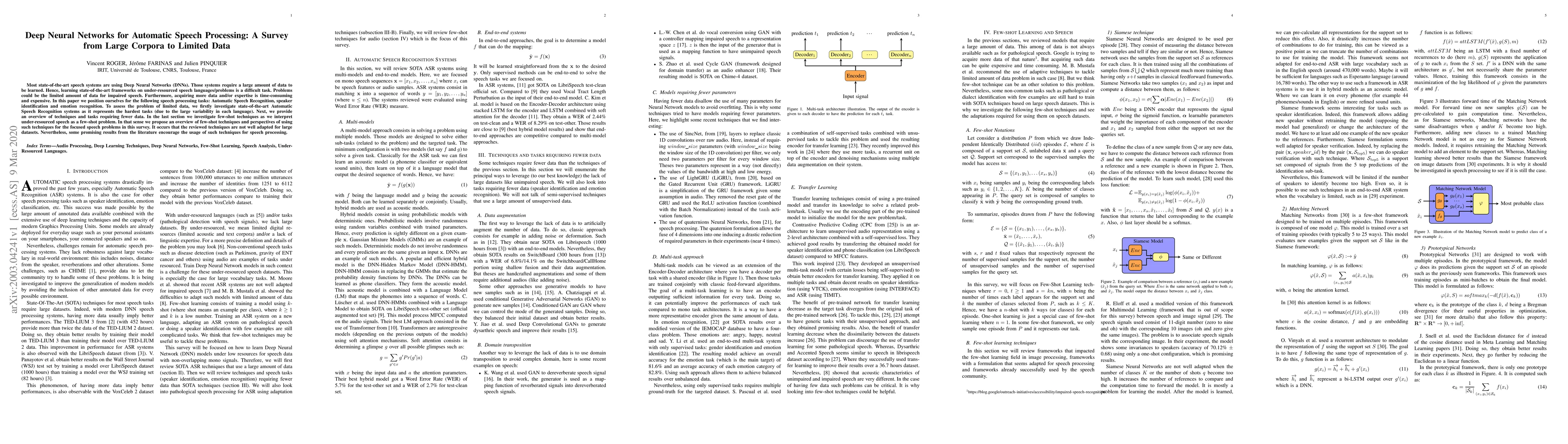 Thumbnail for Deep Neural Networks for Automatic Speech Processing: A Survey from
  Large Corpora to Limited Data