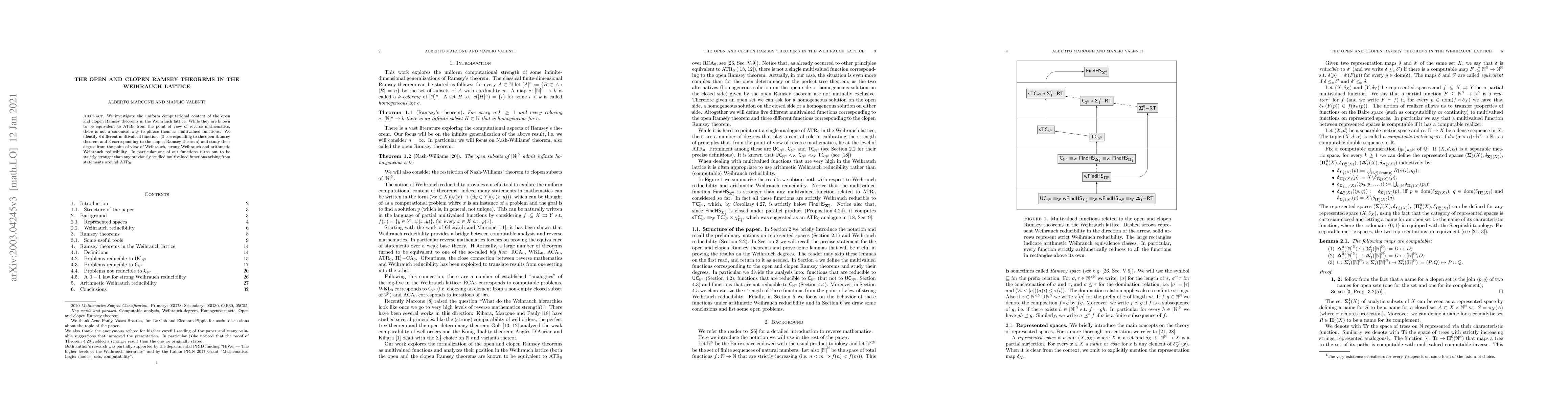 Thumbnail for The open and clopen Ramsey theorems in the Weihrauch lattice